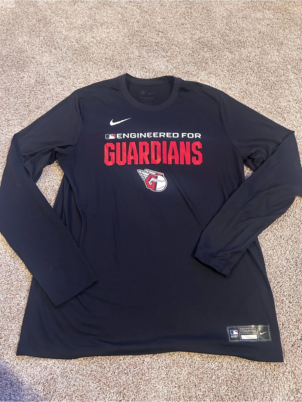 Nike Cleveland Guardians Authentic Collection Dri-FIT Long Sleeve Shirt Men's L